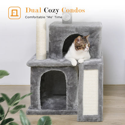 Luxury Cat Tree with Double Condos & Hammock